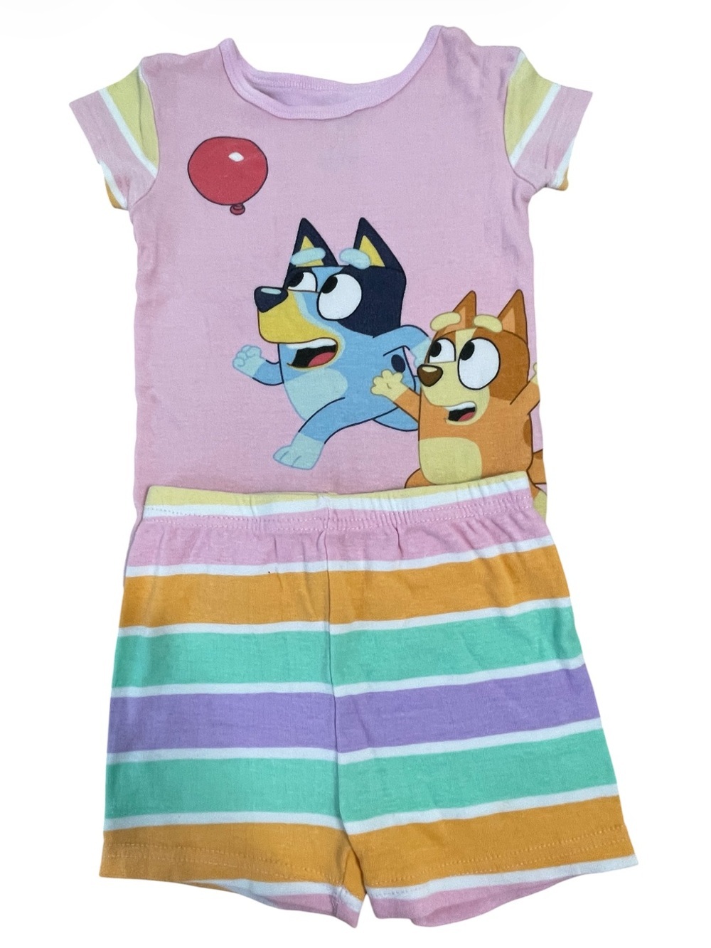 Bluey and Bingo Short Pajama Set - Pastel Striped Shorts - Picture 2 of 9